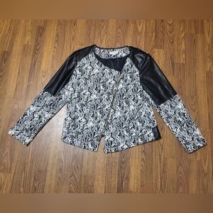 Calvin Klein Women’s XL Snakeskin Print Moto Jacket Faux Leather Cross Zip